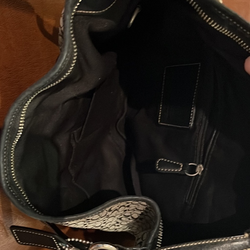 Coach black handbag small Cs and leather accents/trim/shoulder strap. - Picture 3 of 4